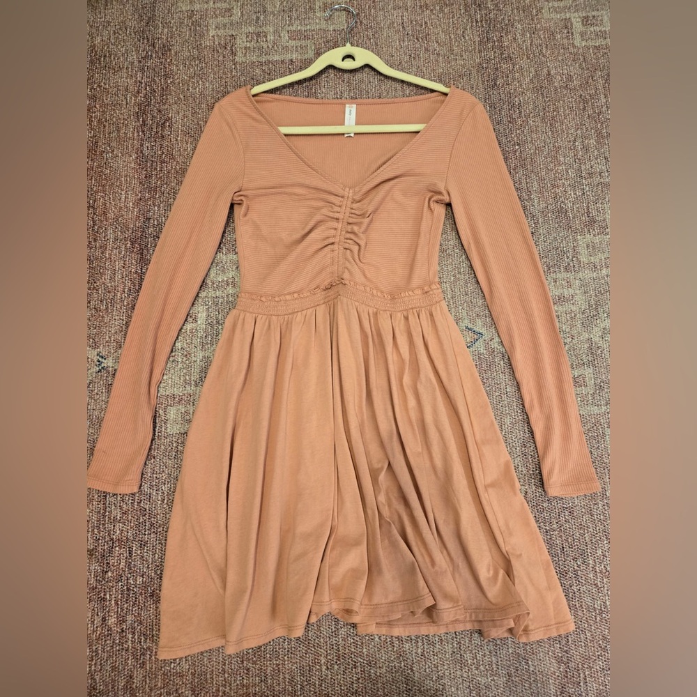 Daily Practice Anthropologie Rock Arch Dress, ribbed fit & flare v neck small